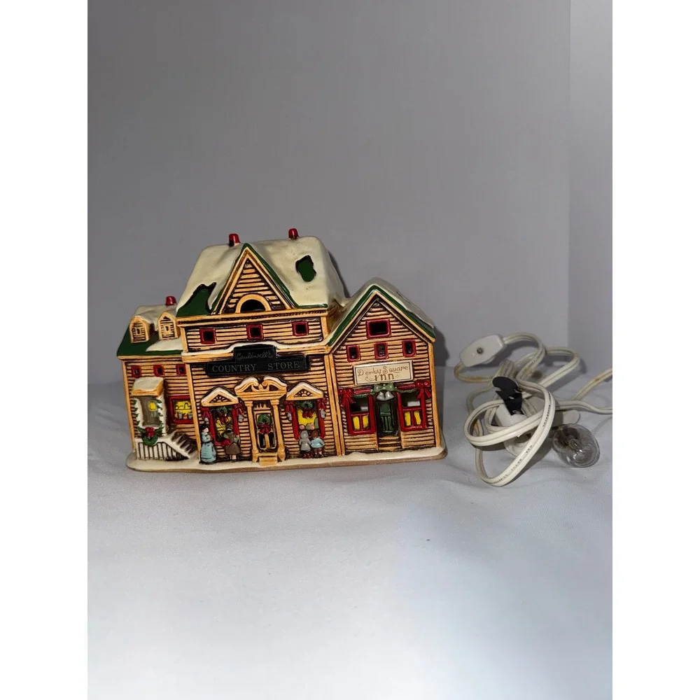 Vintage 1988 Schmid Charles Wysocki Caldwells Country Store Inn Light Up Village